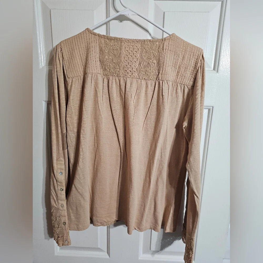 Soft Surroundings Womens Small Beige Embroidered Lace Boho Peasant Tunic Top - Picture 3 of 8